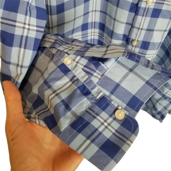 Vineyard Vines Mens L Blue Plaid Classic Fit Tucke - Picture 5 of 8